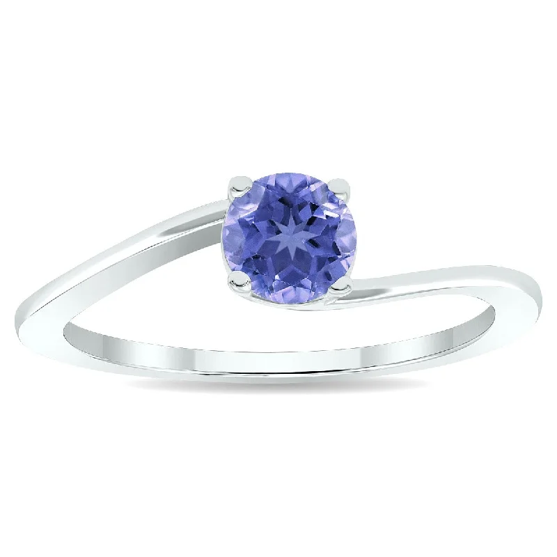 Topaz Gemstone Rings in 10K Gold with a Channel - Set Design for a Contemporary and Durable OptionWomen's Solitaire Tanzanite Wave Ring in 10K White Gold