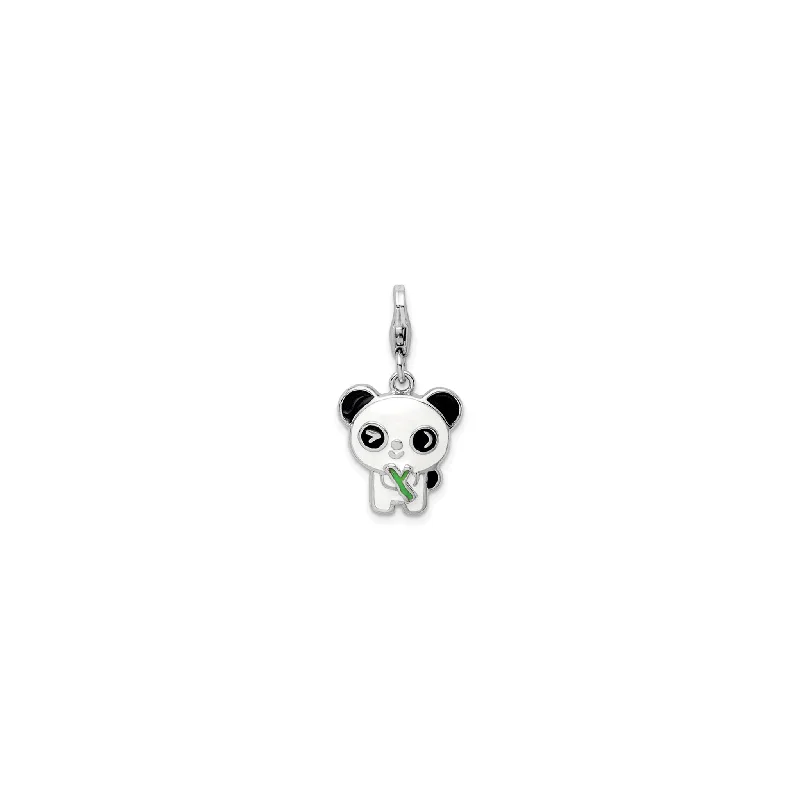 Cross - Stitch - Embroidered Floral Pendant Necklace for Handicraft AficionadosAdorable Cartoon Panda Charm (Silver)