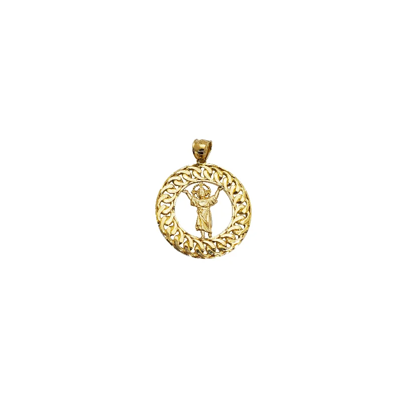 Pearl - Embellished Floral Pendant for a Feminine and Romantic LookCuban Link Frame Divine Child Pendant (14K)