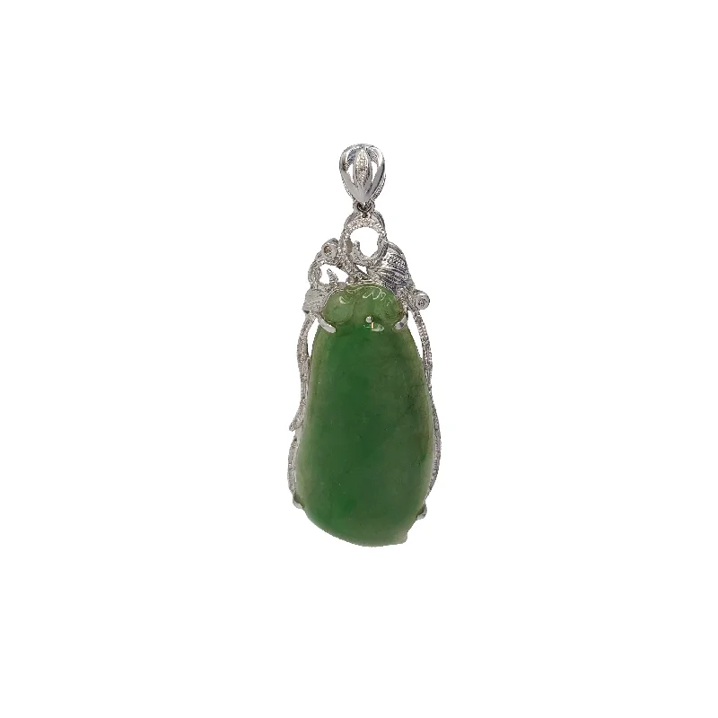 Double - Heart Pendant with Interlocking Design for CouplesDiamond Jade Edible-Podded Pea Pendant (14K)