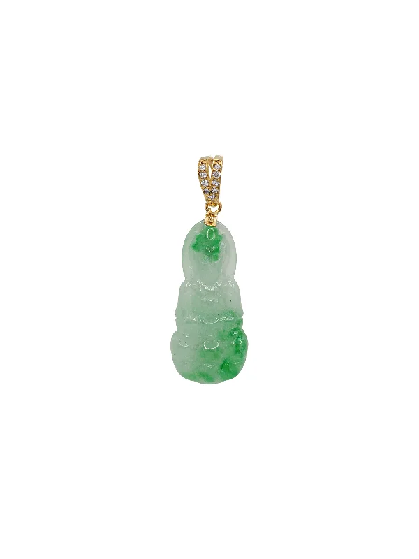 Double - Sided Pendant Necklace with a Photo Insert for Memory - KeepersDiamond Guan Yin Green Jade Pendant