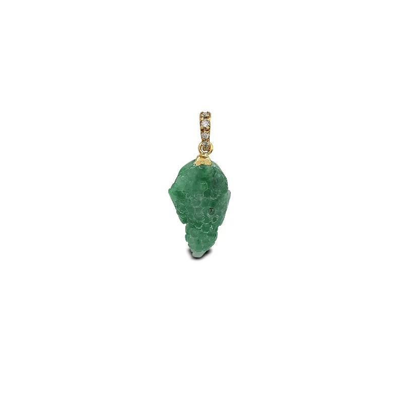 Rhinestone - Encrusted Crown Pendant for Little Girls' Dress - UpDiamond Bail Jade Pixiu Pendant (14K)