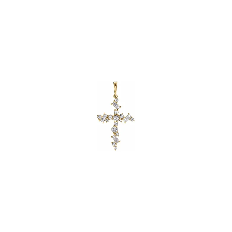 Dainty Gold - Plated Angel Wing Pendant Necklace for Sensitive Skin OwnersDiamond Scattered Cross Pendant