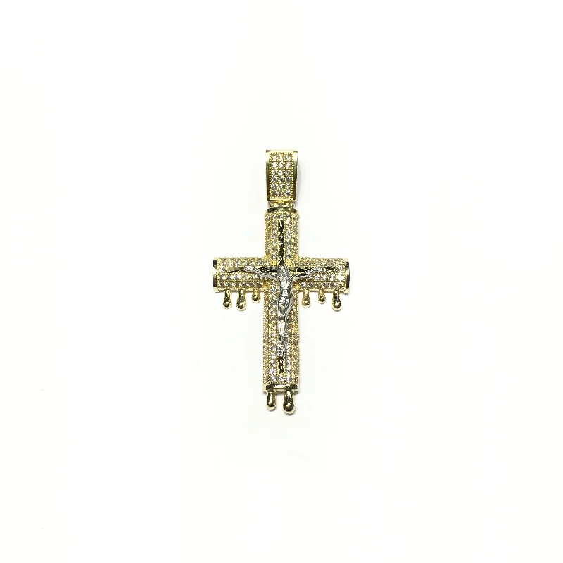 Retro - Inspired Art Deco - Patterned Pendant in Silver for Vintage LoversDripping Crucified Jesus CZ Pendant (14K)