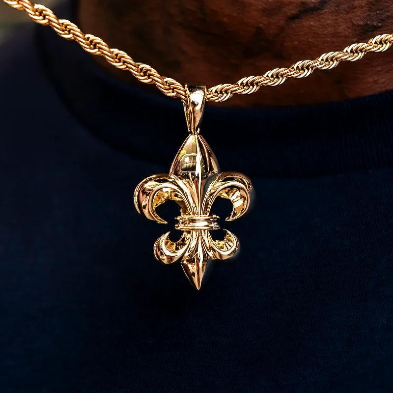 Magnetic - Closure Pendant Necklace with a Hidden Compartment for Secret KeepersFleur-de-lis Pendant