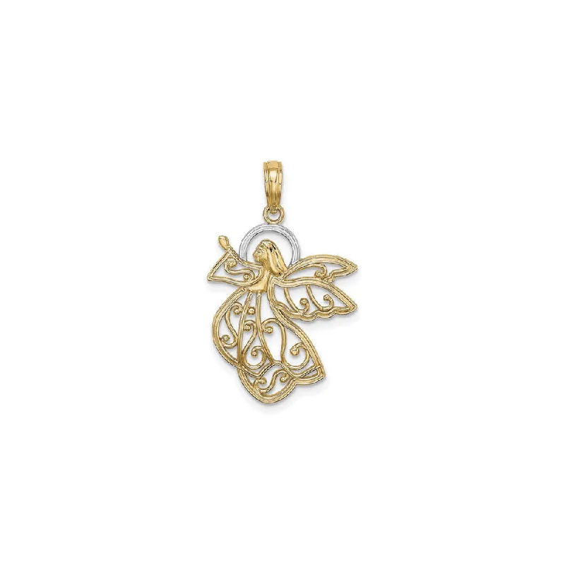 Glow - in - the - Dark Starry Sky Pendant for Nighttime AdventuresFlying Celestial Angel Filigree Pendant (14K)