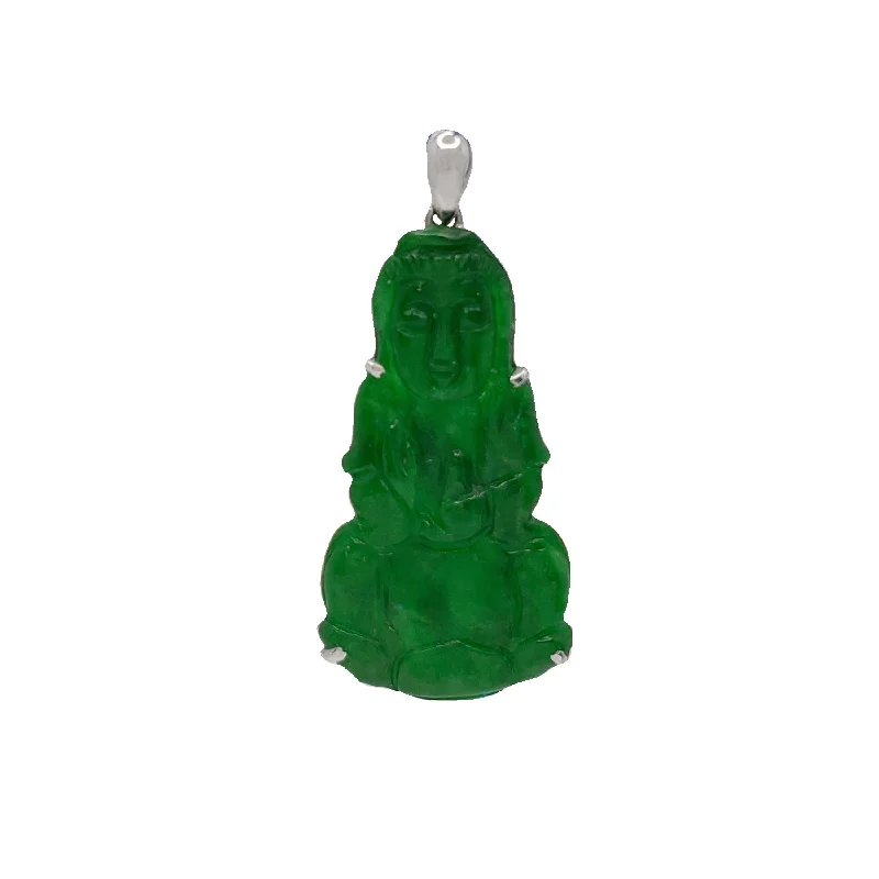 Tassel - Trimmed Amethyst Pendant Necklace for Festival - GoersDark Green Jade Guanyin Pendant (18K)