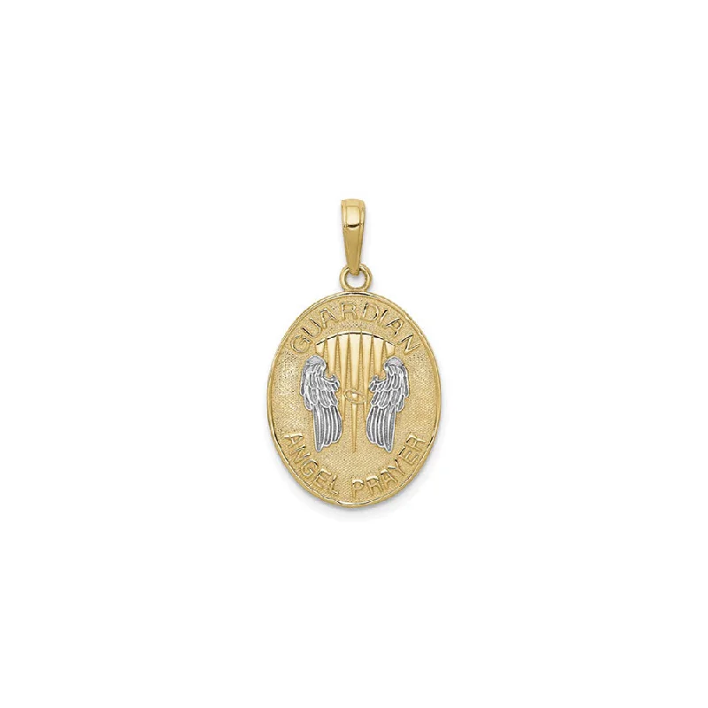 Water - Resistant Stainless Steel Diving - Themed Pendant for DiversGuardian Angel Prayer Reversible Oval Medal (14K)