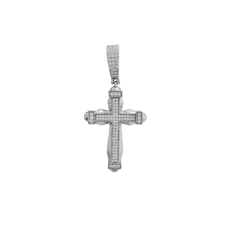 Antique - Inspired Filigree - Worked Cross Pendant Necklace for Religious CeremoniesIced-Out Cross Pendant (Silver)