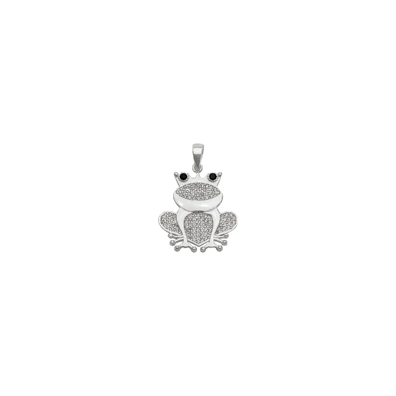 Custom - Engraved Initial Pendant Necklace in Sterling Silver for Mother's Day GiftIcy Frog Prince Pendant (Silver)