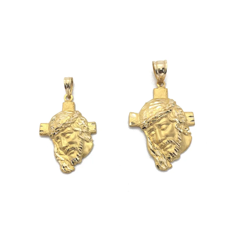 Double - Heart Pendant with Interlocking Design for CouplesJesus Head and Cross Pendant (14K)