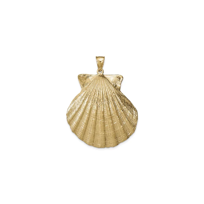 Rhinestone - Encrusted Crown Pendant for Little Girls' Dress - UpLarge Scallop Shell Pendant (14K)