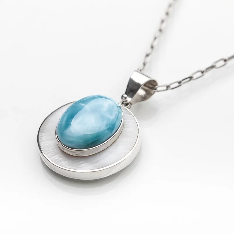 Adjustable - Length Turquoise - Inlaid Teardrop Pendant Necklace for TravelersLarimar Pendant Aifia