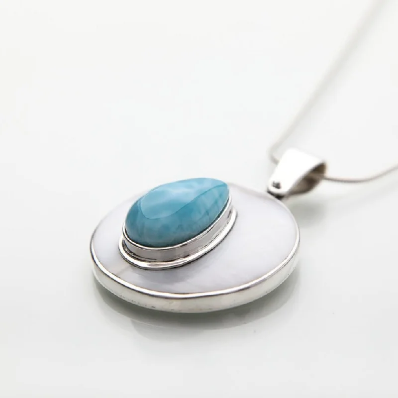 Custom - Engraved Initial Pendant Necklace in Sterling Silver for Mother's Day GiftLarimar Pendant Charlie