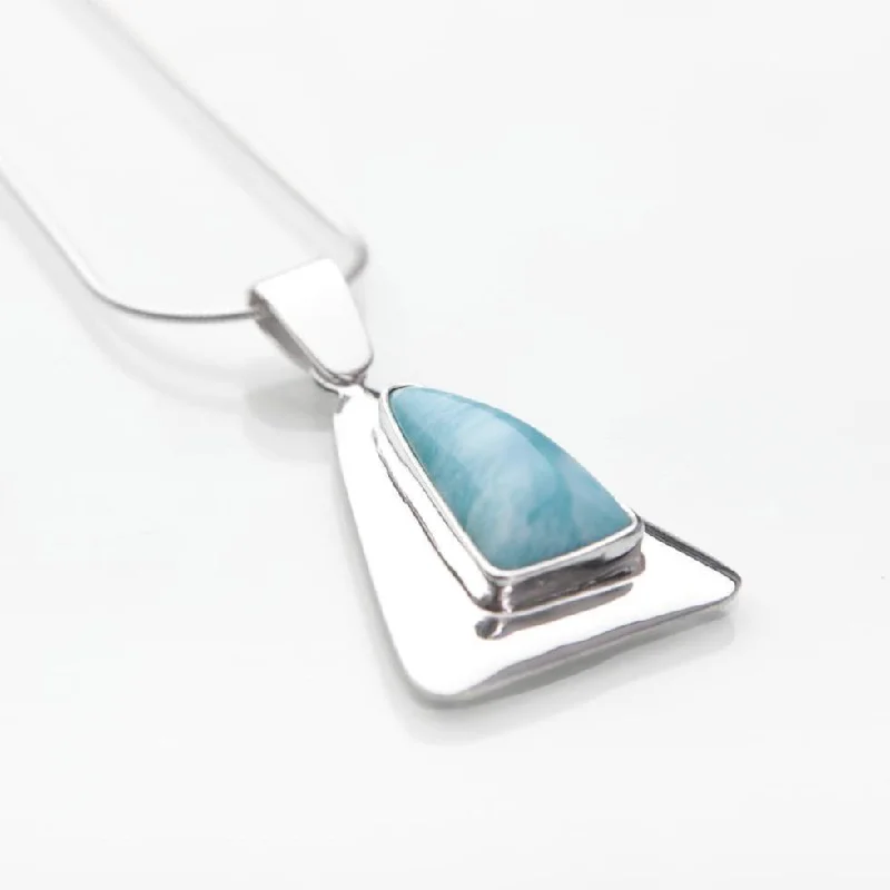 Adjustable - Length Turquoise - Inlaid Teardrop Pendant Necklace for TravelersLarimar Pendant Pablo