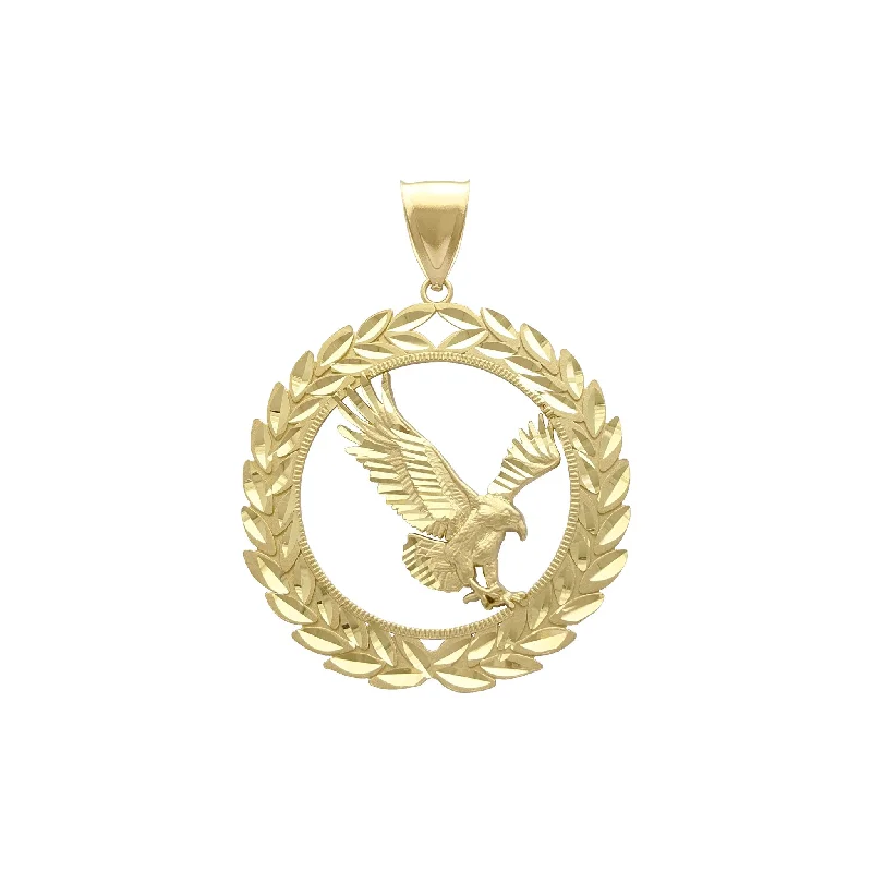 Retro - Inspired Art Deco - Patterned Pendant in Silver for Vintage LoversLaurel Wreathed Eagle Pendant (14K)