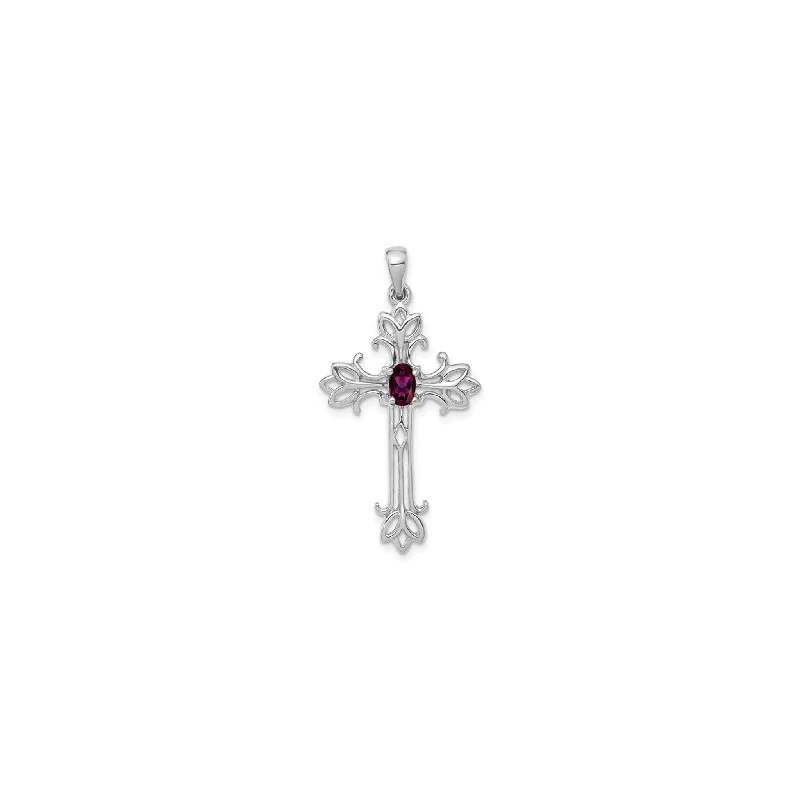 Hypoallergenic Titanium Infinity Symbol Pendant for Sensitive SkinOval Rhodolite Garnet Fleur de Lis Cross Pendant (14K)