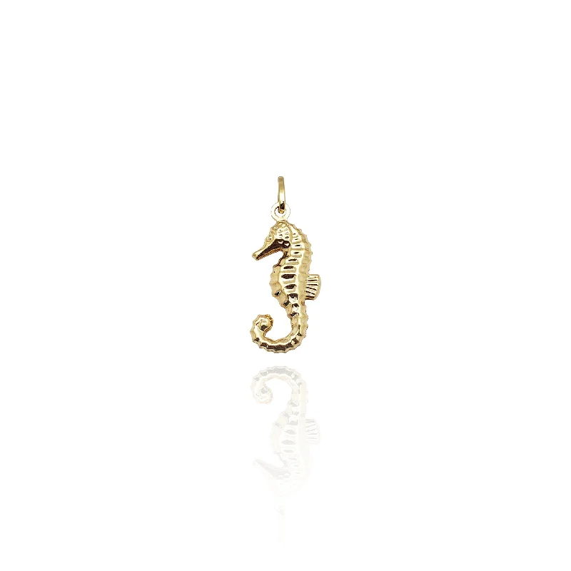 Magnetic - Locking Pendant with Hidden Compartment for Secret MessagesPuffy Seahorse Pendant (14K)