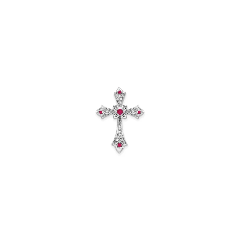 Magnetic - Locking Pendant with Hidden Compartment for Secret MessagesRound Ruby and Diamond Fleur De Lis Cross Pendant (14K)