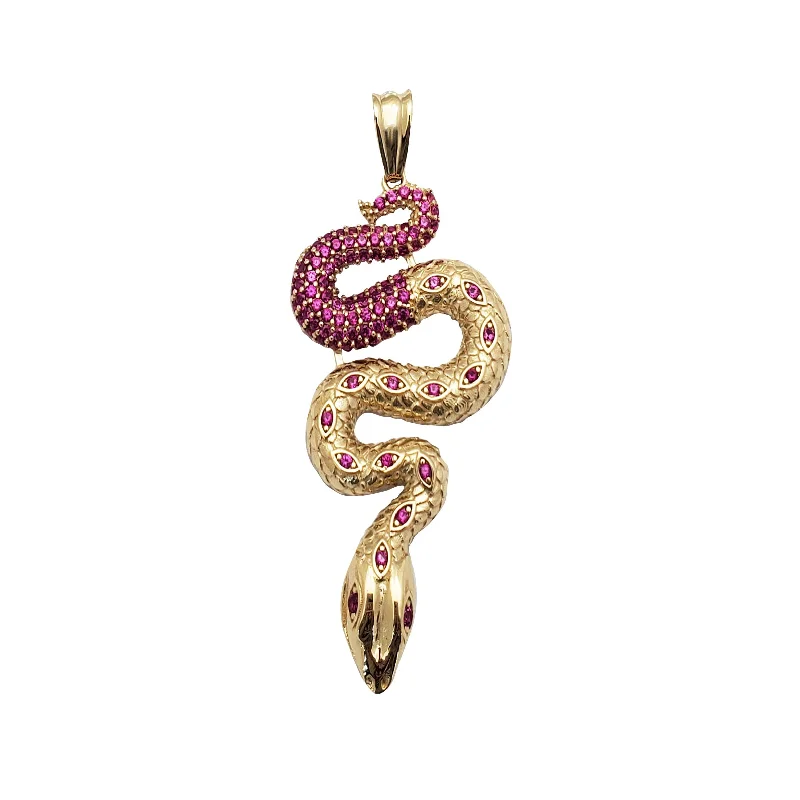 Magnetic - Locking Pendant with Hidden Compartment for Secret Messages"Molten Blood" Cthulhu Snake Pendant (14K)