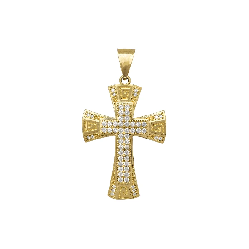 Magnetic - Locking Pendant with Hidden Compartment for Secret MessagesStone-Set Greek Texture Cross Pendant (14K)