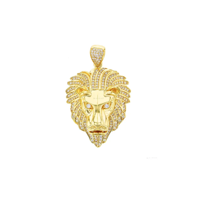 Laser - Cut Woodland Scene Pendant for Nature EnthusiastsIced-Out Lion Head Pendant (14K)