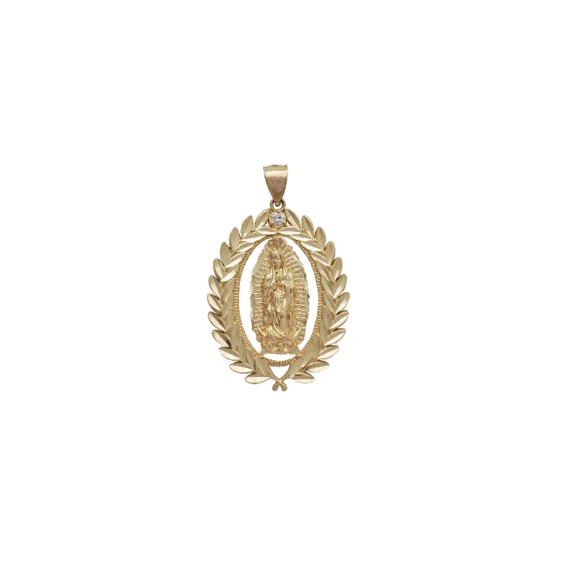 Double - Heart Pendant with Interlocking Design for CouplesVirgin Mary Diamond-Cut Leaf Frame Pendant  (14K)