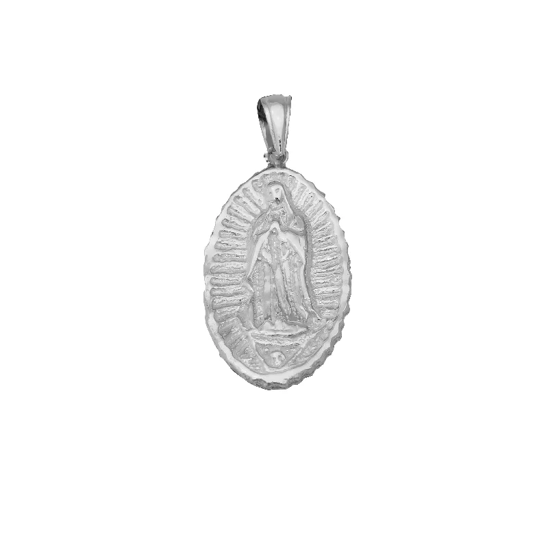 Cross - Stitch - Embroidered Floral Pendant Necklace for Handicraft AficionadosVirgin Mary Pendant (Silver)